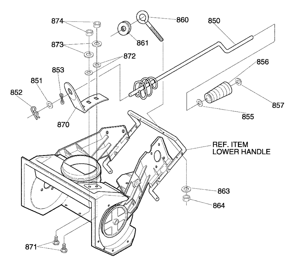 Chute Rod Assembly Diagram and Parts List for 620301X4NA 2002 Briggs and Stratton Snow Blower